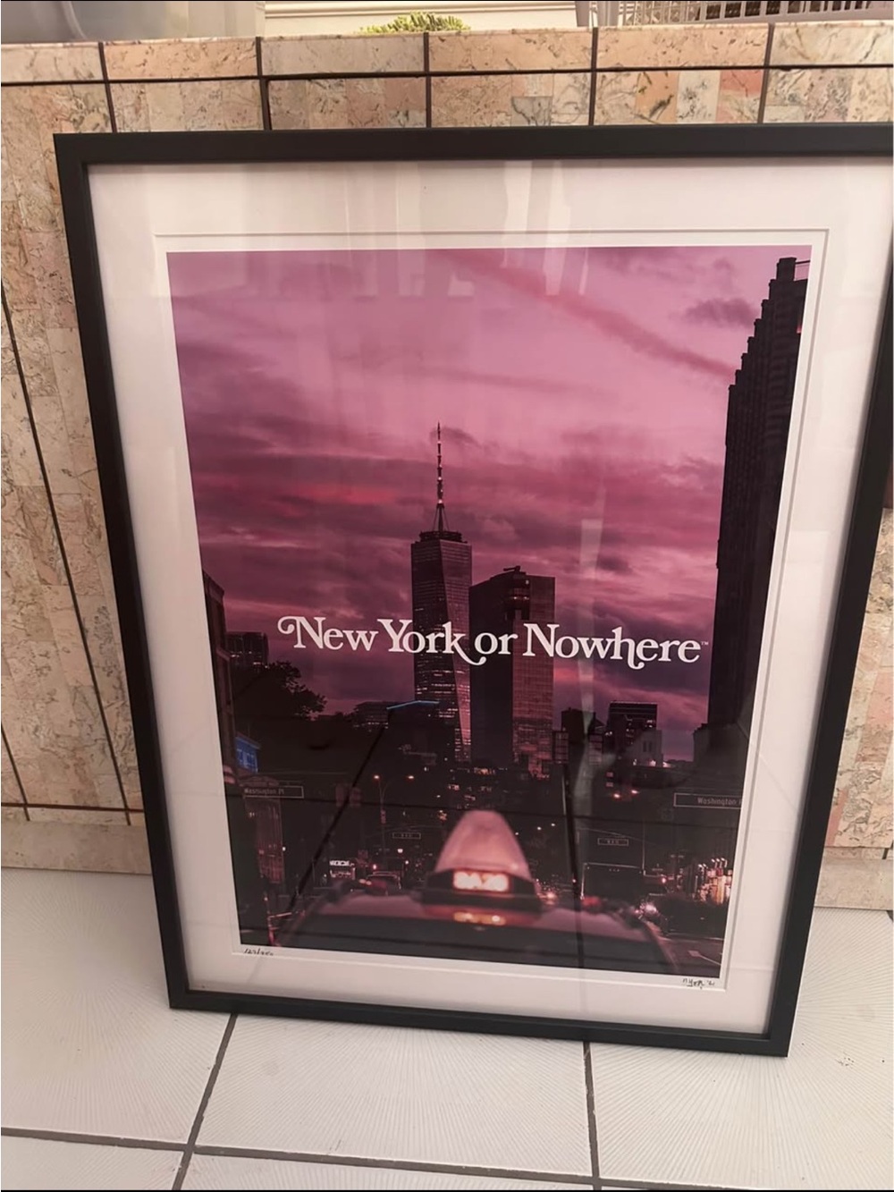 For Gabriella - New York or Nowhere Pink City Skyline Framed Art Print